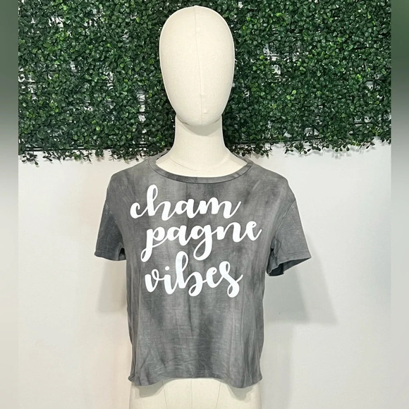 Alya Champagne Vibes Grey Tie Dye Crop Top - Picture 1 of 8